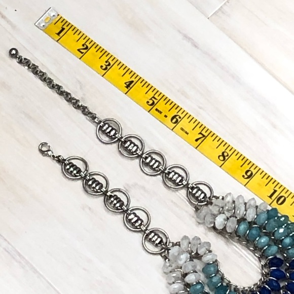 Blue Aqua White silver tone statement necklace - Picture 5 of 5